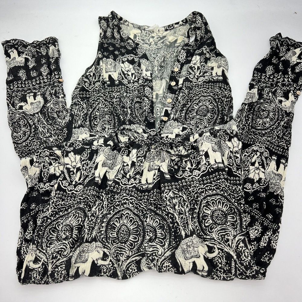 Lilka Elephant Jumpsuit Pantsuit Romper Size Small Roll Tab Pant Legs